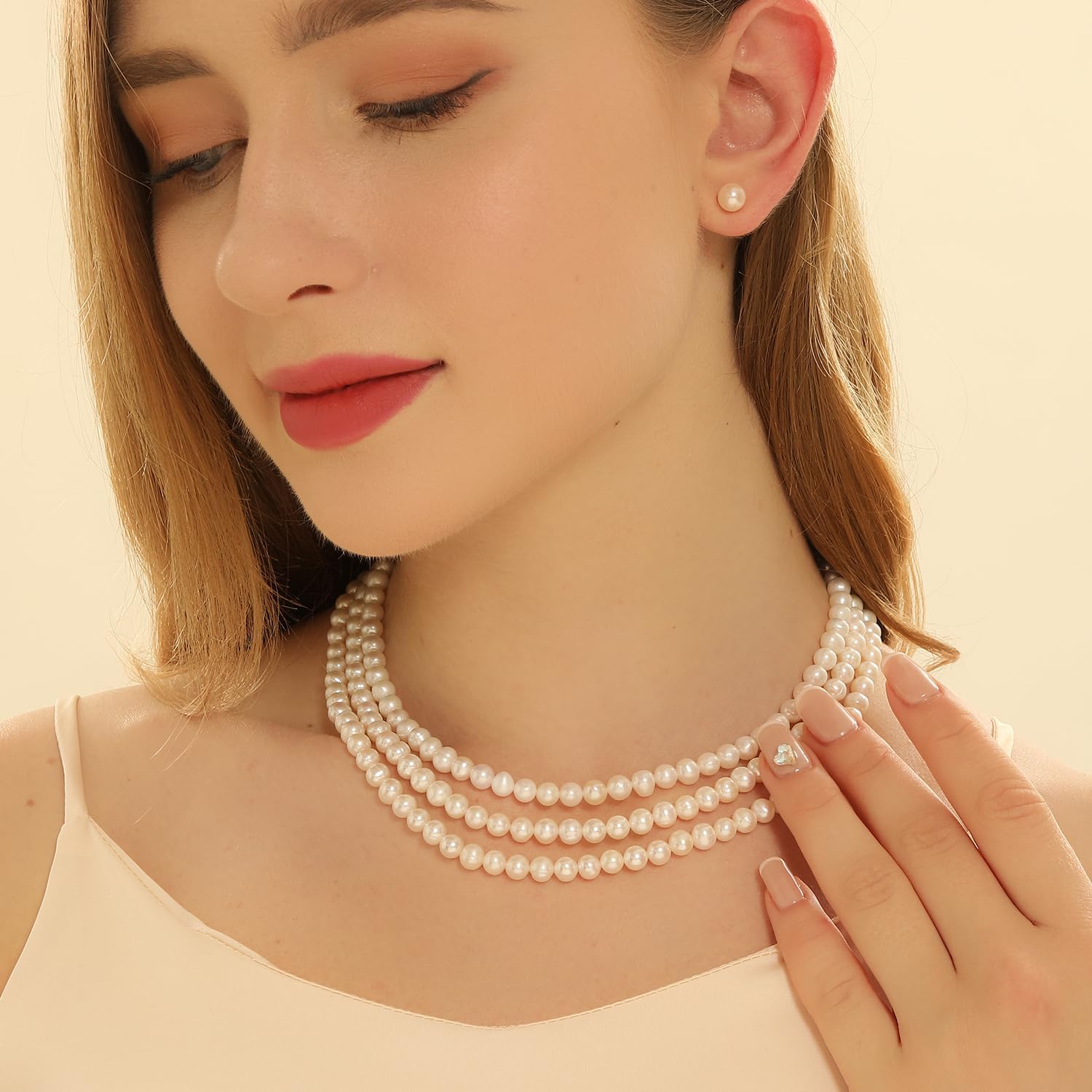 6.5-7mmのホワイト淡水真珠ネックレス、925スターリングシルバーチェーン付き – Kandea pearl